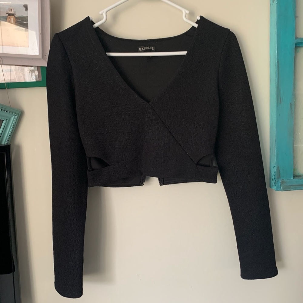 Express long sleeve crop top with side cut outs